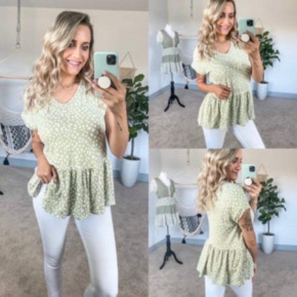Mint Leopard Babydoll Tee